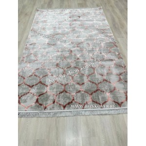 Современный Геометрический  Ковер Дизайн 30667 Серый с Розовым